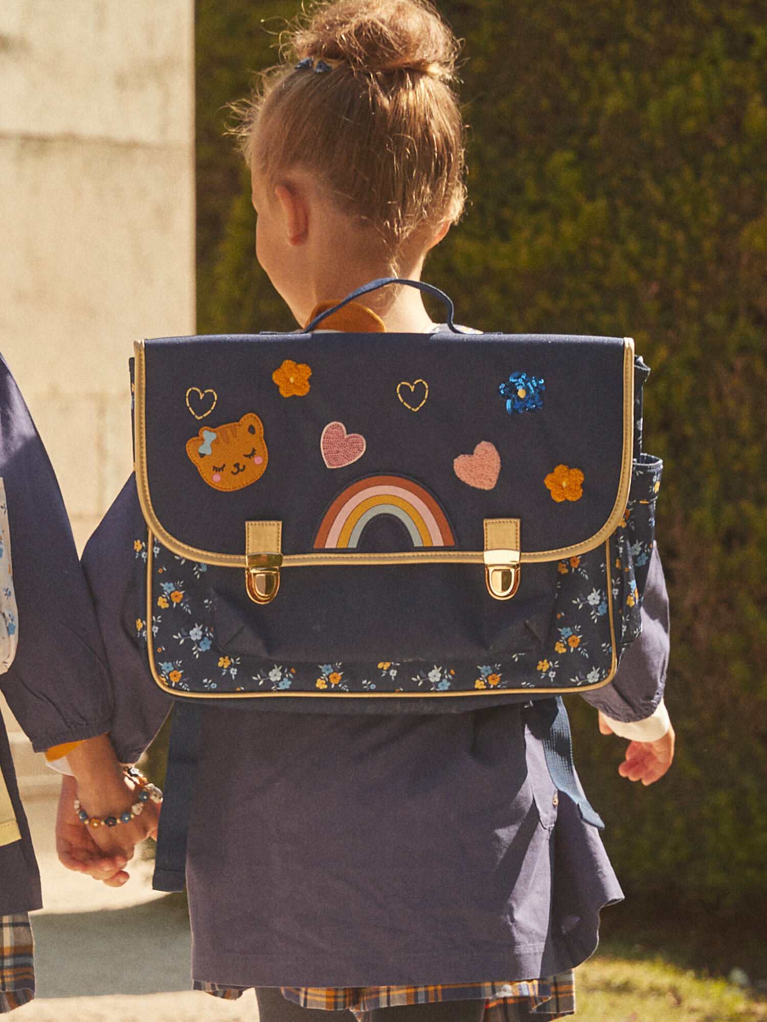 Cartable bleu marine fantaisie en toile Fille Sergent Major